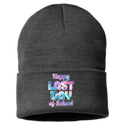 Happy Last Day Of School Colorful Sustainable Knit Beanie