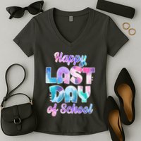 Happy Last Day Of School Colorful Women's V-Neck T-Shirt