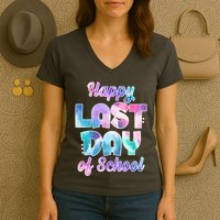 Happy Last Day Of School Colorful Women's V-Neck T-Shirt