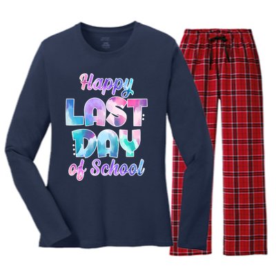 Happy Last Day Of School Colorful Women's Long Sleeve Flannel Pajama Set 