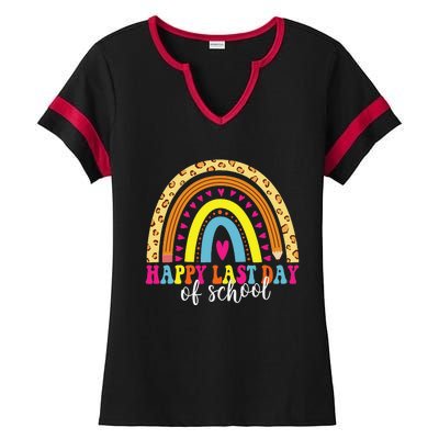 Happy Last Day of School Teacher Student Graduation Ladies Halftime Notch Neck Tee