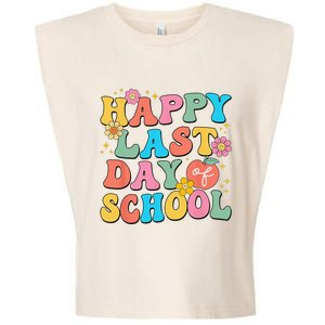 Happy Last Day Of School Graduation Groovy Teacher Student Garment-Dyed Women's Muscle Tee