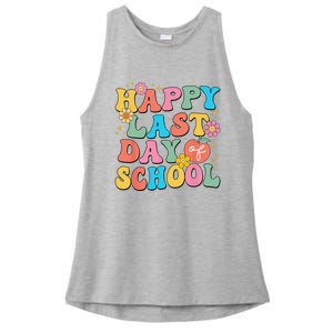 Happy Last Day Of School Graduation Groovy Teacher Student Ladies PosiCharge Tri-Blend Wicking Tank