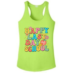 Happy Last Day Of School Graduation Groovy Teacher Student Ladies PosiCharge Competitor Racerback Tank