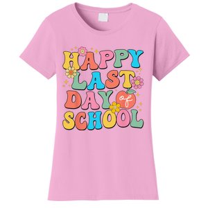 Happy Last Day Of School Graduation Groovy Teacher Student Women's T-Shirt