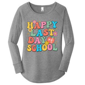 Happy Last Day Of School Graduation Groovy Teacher Student Women's Perfect Tri Tunic Long Sleeve Shirt