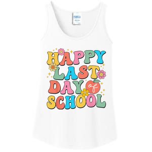 Happy Last Day Of School Graduation Groovy Teacher Student Ladies Essential Tank