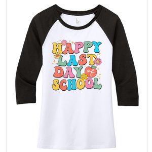 Happy Last Day Of School Graduation Groovy Teacher Student Women's Tri-Blend 3/4-Sleeve Raglan Shirt