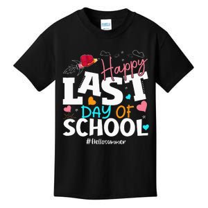 Happy Last Day Of School Hello Summer Students And Teachers Kids T-Shirt