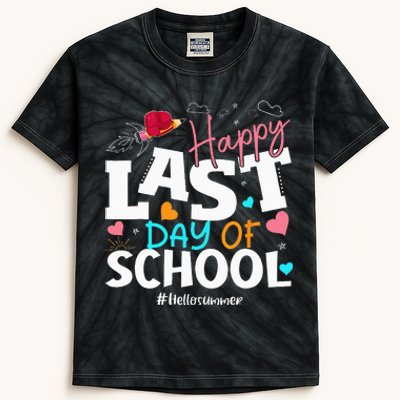 Happy Last Day Of School Hello Summer Students And Teachers Kids Tie-Dye T-Shirt