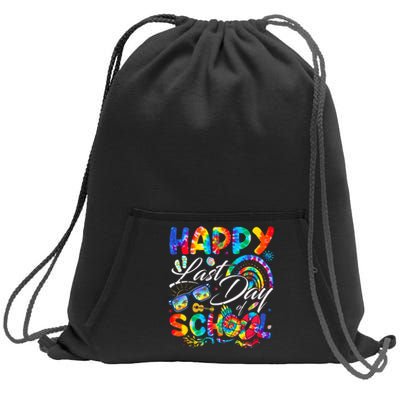 Happy Last Day Of School Teachers End Of Year Students Sweatshirt Cinch Pack Bag