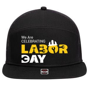 Happy Labor Day Celebration Graphic 7 Panel Mesh Trucker Snapback Hat