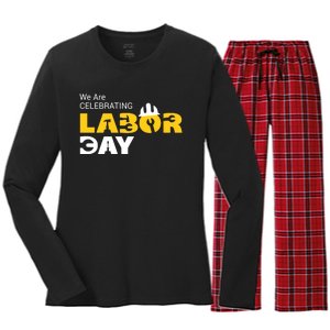 Happy Labor Day Celebration Graphic Women's Long Sleeve Flannel Pajama Set 