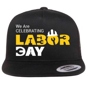 Happy Labor Day Celebration Graphic Flat Bill Trucker Hat