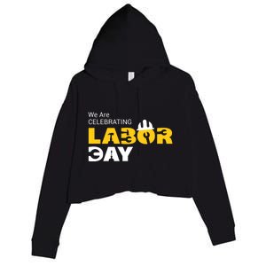 Happy Labor Day Celebration Graphic Crop Fleece Hoodie