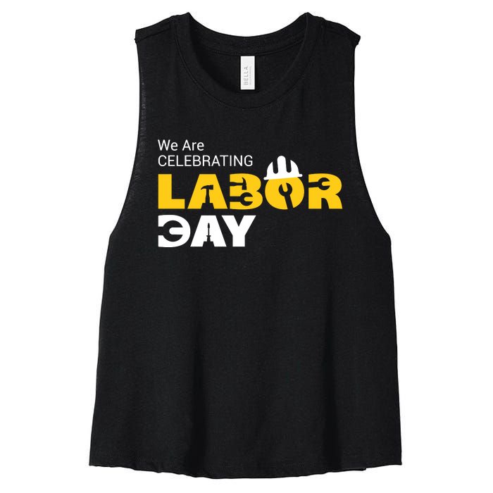 Happy Labor Day Celebration Graphic Women's Racerback Cropped Tank