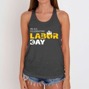 Happy Labor Day Celebration Graphic Women's Knotted Racerback Tank