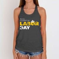 Happy Labor Day Celebration Graphic Women's Knotted Racerback Tank