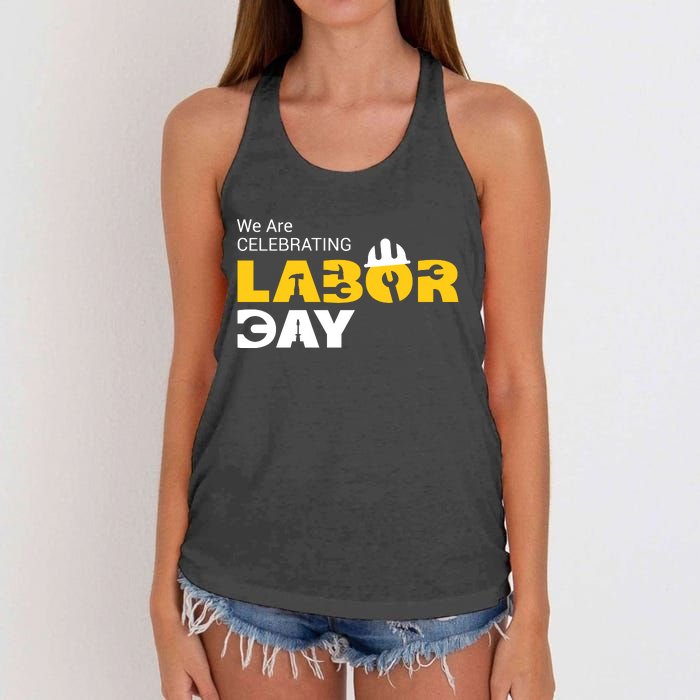 Happy Labor Day Celebration Graphic Women's Knotted Racerback Tank