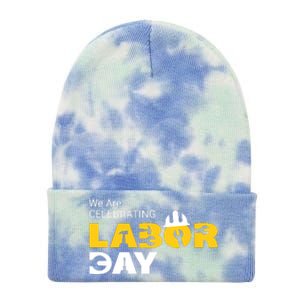 Happy Labor Day Celebration Graphic Tie Dye 12in Knit Beanie