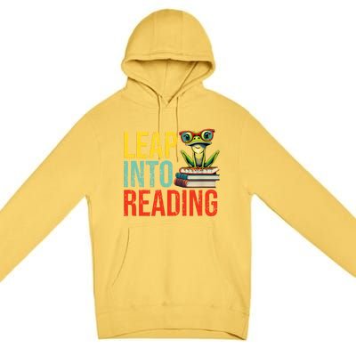 Happy Leap Day Teacher Leap Into Reading Leap Day 2024 Premium Pullover Hoodie