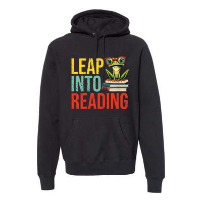 Happy Leap Day Teacher Leap Into Reading Leap Day 2024 Premium Hoodie