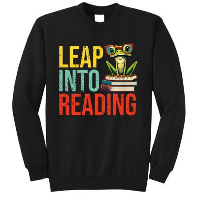 Happy Leap Day Teacher Leap Into Reading Leap Day 2024 Tall Sweatshirt