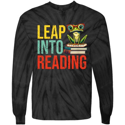 Happy Leap Day Teacher Leap Into Reading Leap Day 2024 Tie-Dye Long Sleeve Shirt