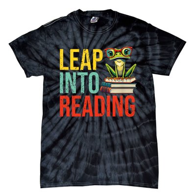 Happy Leap Day Teacher Leap Into Reading Leap Day 2024 Tie-Dye T-Shirt