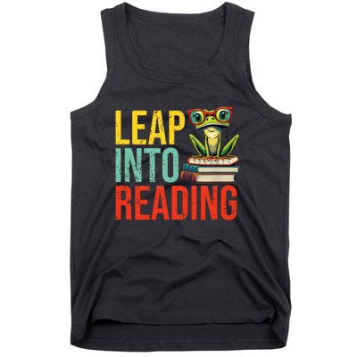 Happy Leap Day Teacher Leap Into Reading Leap Day 2024 Tank Top