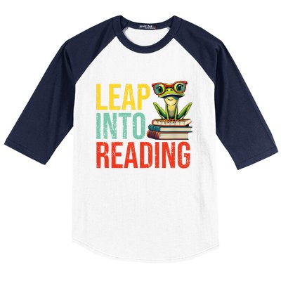 Happy Leap Day Teacher Leap Into Reading Leap Day 2024 Baseball Sleeve Shirt