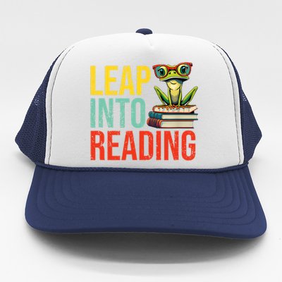 Happy Leap Day Teacher Leap Into Reading Leap Day 2024 Trucker Hat