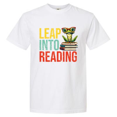 Happy Leap Day Teacher Leap Into Reading Leap Day 2024 Garment-Dyed Heavyweight T-Shirt