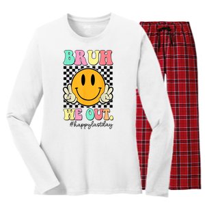 Happy Last Day Of School Bruh We Out Teachers Summer Gift Women's Long Sleeve Flannel Pajama Set 