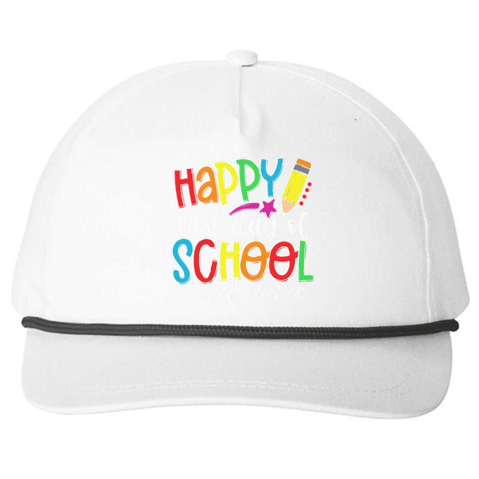 Happy Last Day Of School Teacher Kids Graduation Last Day Snapback Five-Panel Rope Hat