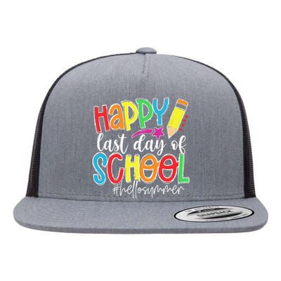 Happy Last Day Of School Teacher Kids Graduation Last Day Flat Bill Trucker Hat