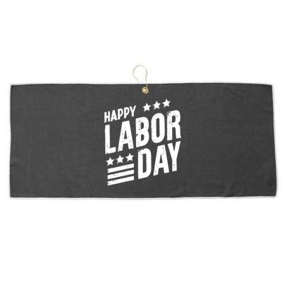 Happy Labor Day Job Work American Flag Laborer Patriotic US Large Microfiber Waffle Golf Towel