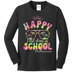 Happy Last Day Of School Hello Summer Students And Teachers Kids Long Sleeve Shirt