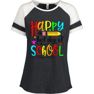 Happy Last Day Of Schools Hello Summer Teacher Student Cute Enza Ladies Jersey Colorblock Tee