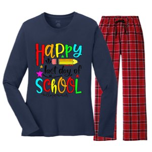 Happy Last Day Of Schools Hello Summer Teacher Student Cute Women's Long Sleeve Flannel Pajama Set 