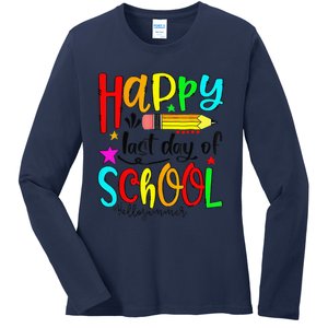 Happy Last Day Of Schools Hello Summer Teacher Student Cute Ladies Long Sleeve Shirt