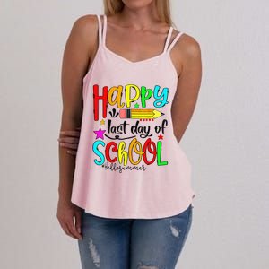 Happy Last Day Of Schools Hello Summer Teacher Student Cute Women's Strappy Tank