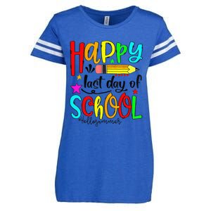 Happy Last Day Of Schools Hello Summer Teacher Student Cute Enza Ladies Jersey Football T-Shirt