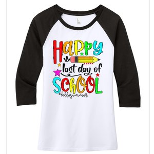 Happy Last Day Of Schools Hello Summer Teacher Student Cute Women's Tri-Blend 3/4-Sleeve Raglan Shirt