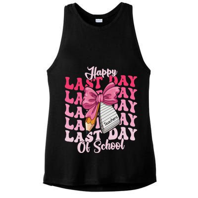 Happy Last Day Of School Coquette Bow Teachers Ladies PosiCharge Tri-Blend Wicking Tank