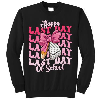 Happy Last Day Of School Coquette Bow Teachers Sweatshirt
