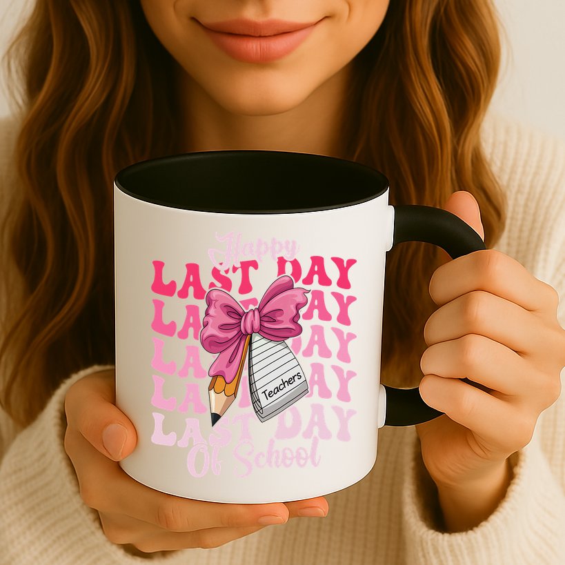 Happy Last Day Of School Coquette Bow Teachers Mug
