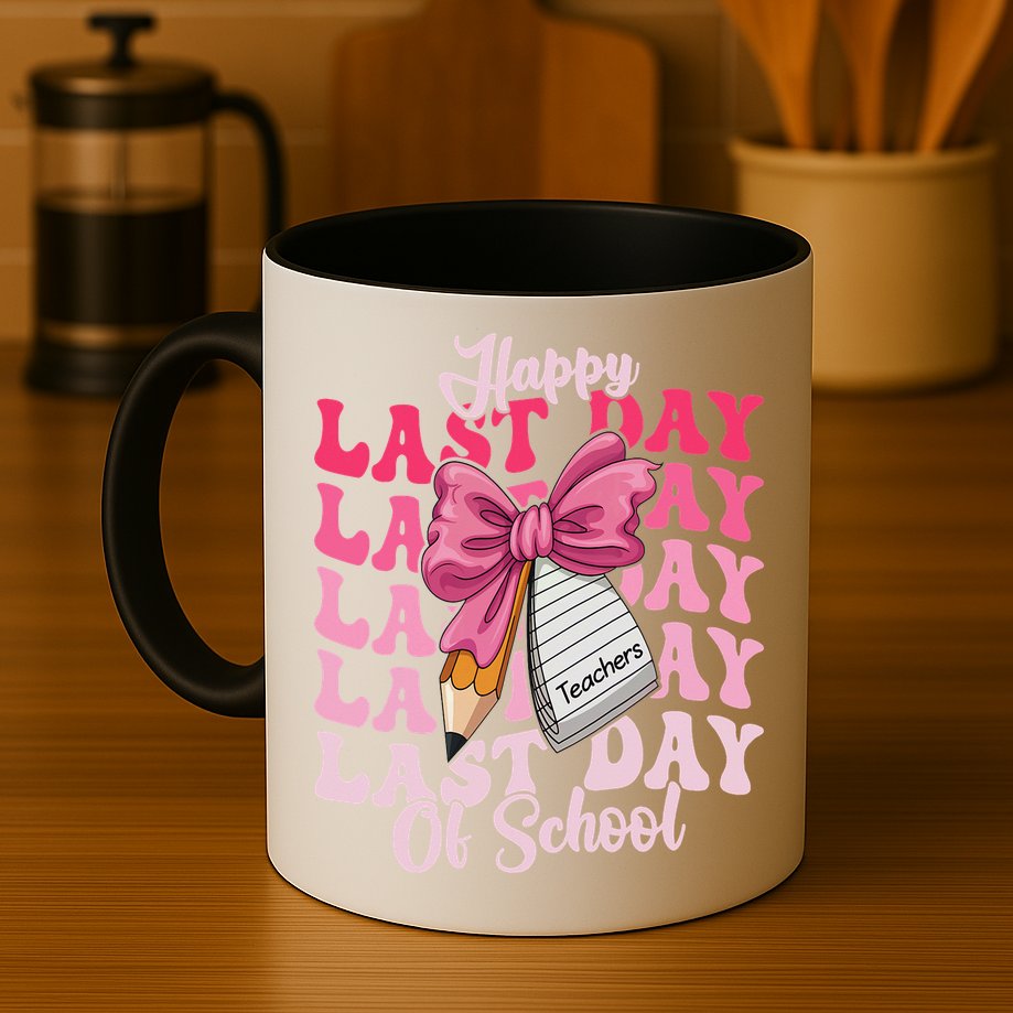 Happy Last Day Of School Coquette Bow Teachers Mug