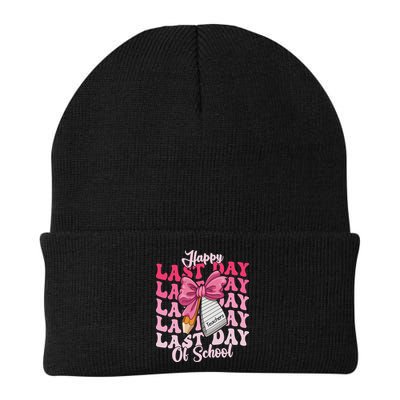 Happy Last Day Of School Coquette Bow Teachers Beanie