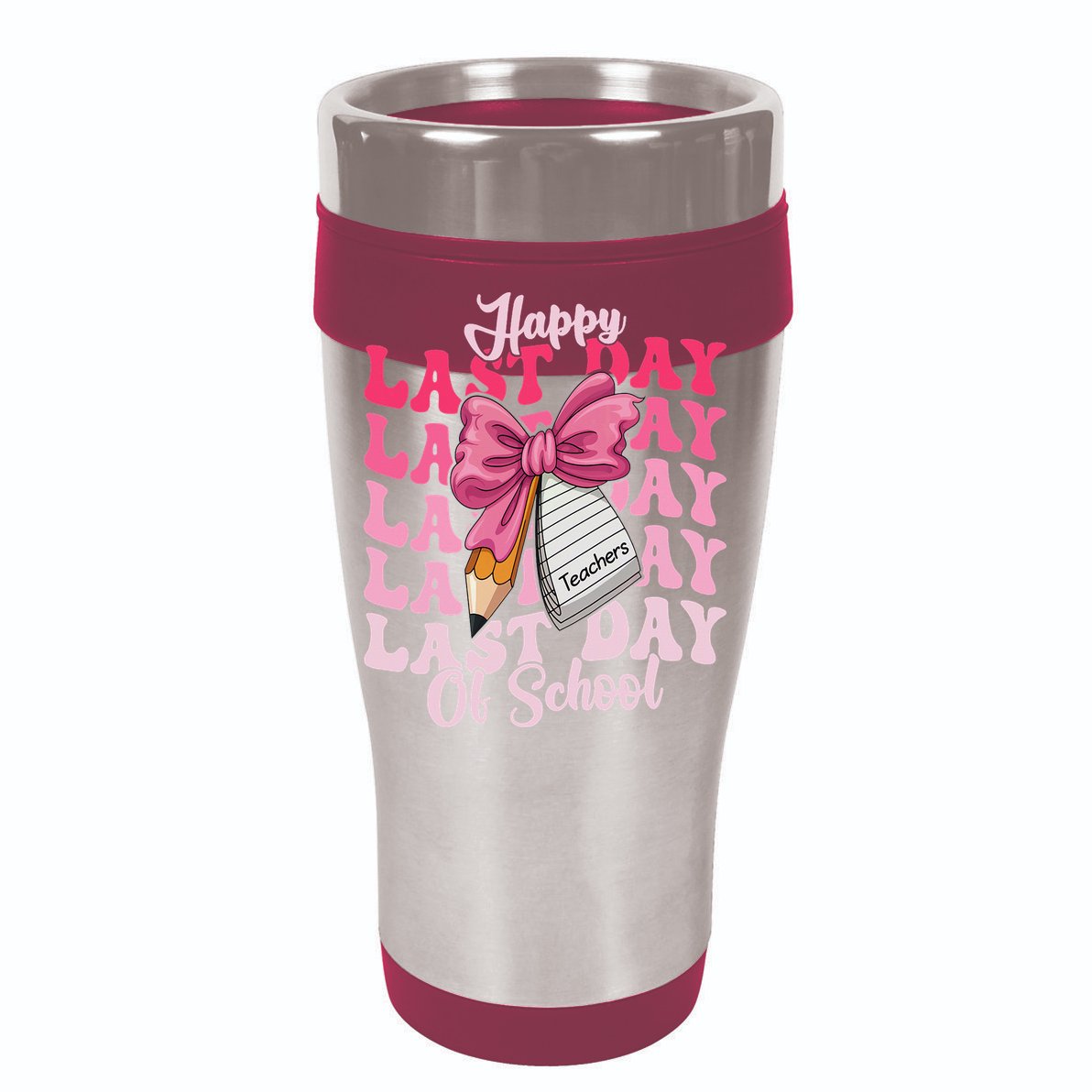 Happy Last Day Of School Coquette Bow Teachers Flat Bill Trucker Hat